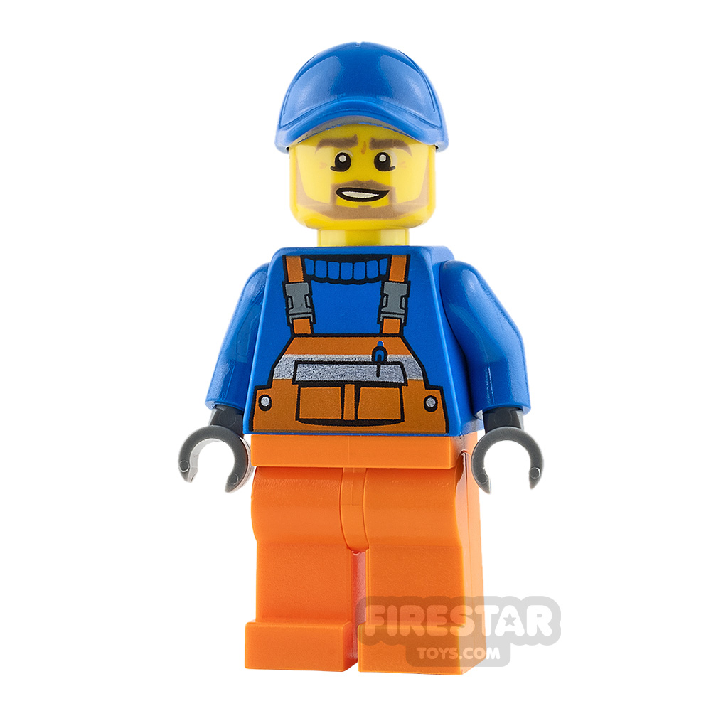 LEGO City Mini Figure - Orange Overalls and Tan Beard