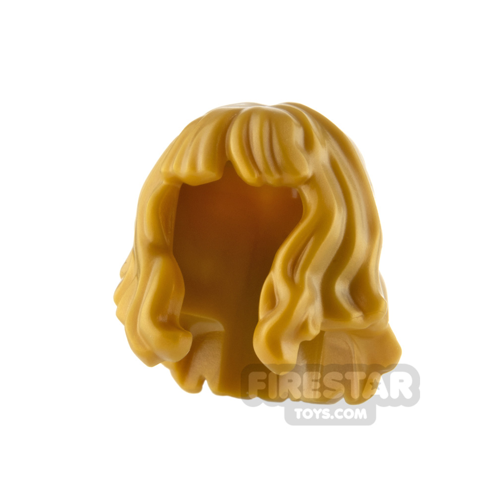 LEGO Minifigure Hair Mid Length Wavy with BangsPEARL GOLD