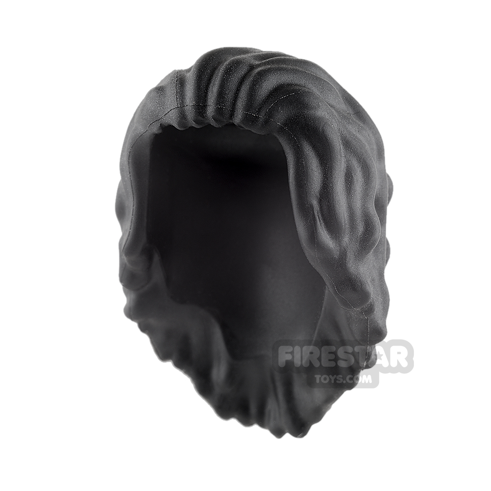 additional image for LEGO Hair - Long Wavy with Bangs Swept Back - Black