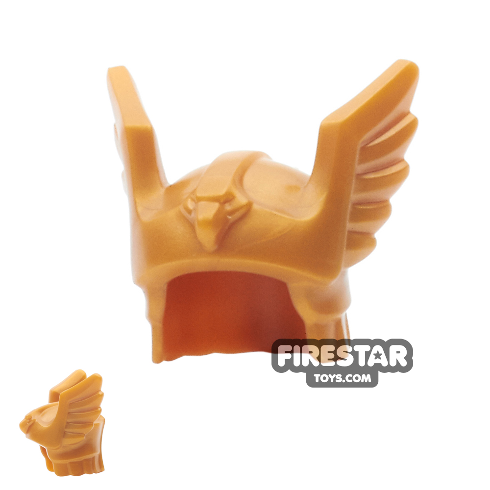 LEGO Pearl Gold Minifig Headgear Helmet with Wings and Eagle Head 
