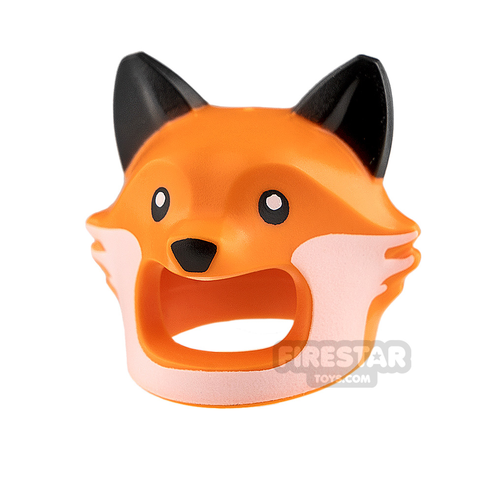 Lego New Orange Minifigure Headgear Head Cover Costume Mask Fox with Black Ears 