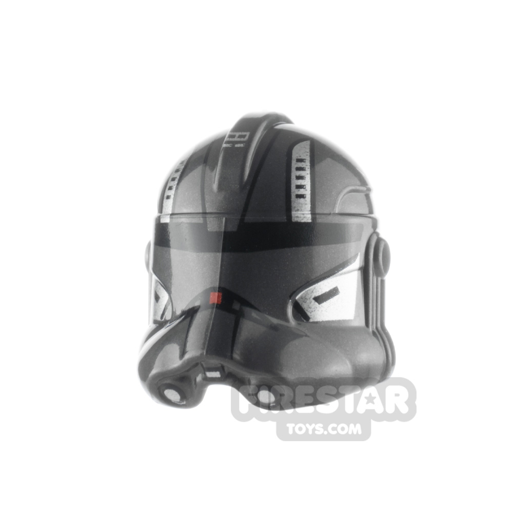 LEGO Minifigure Headgear SW Clone Trooper Helmet Silver PlatesPEARL DARK GRAY