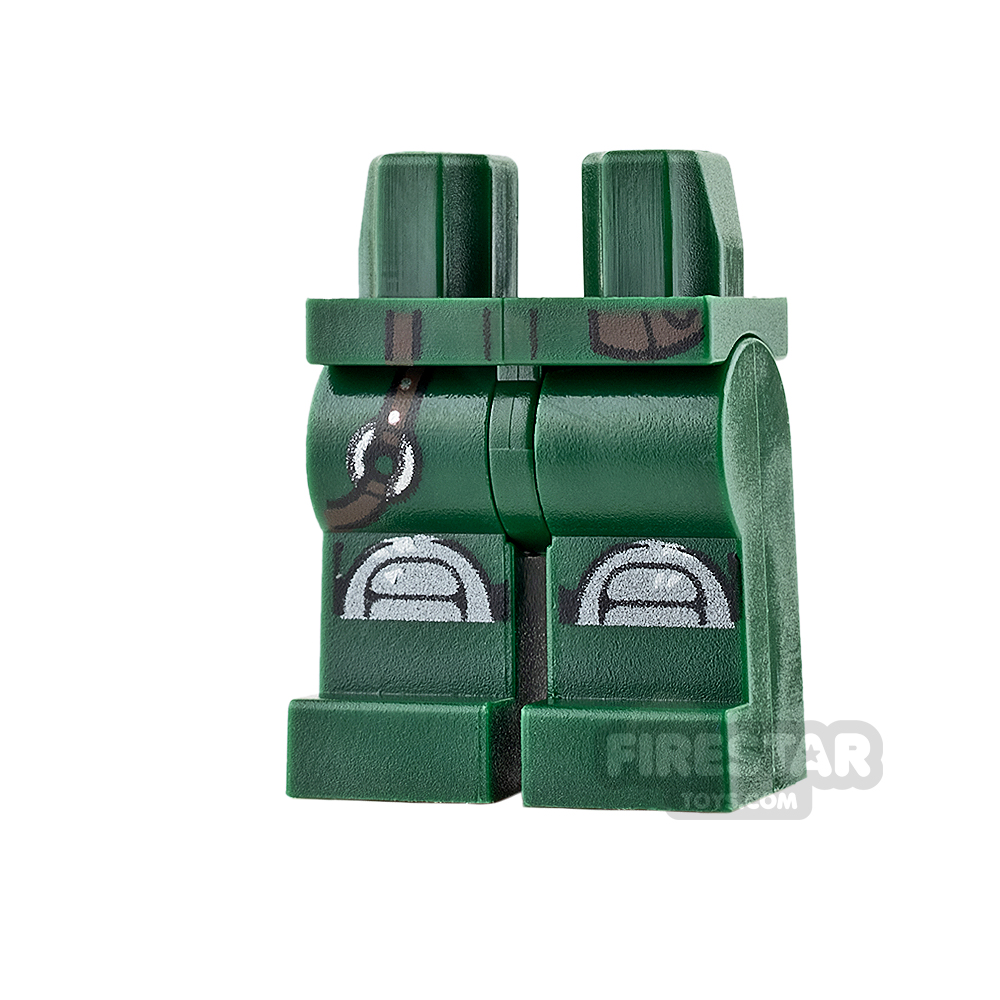 LEGO Mini Figure Legs - Dark Green with Knee Pads and Belt