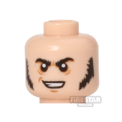 LEGO Mini Figure Heads - Sideburns - Crooked SmileLIGHT FLESH