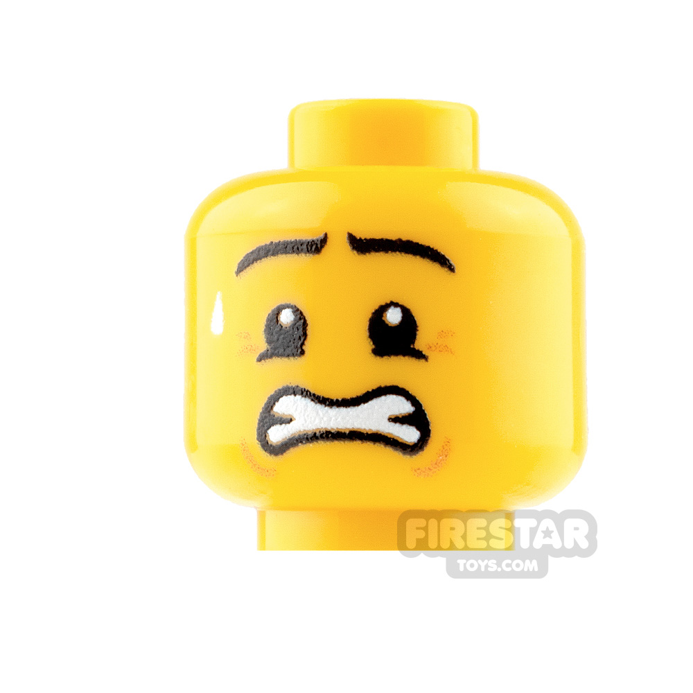Custom Mini Figure Heads - Anxious - Male - Yellow
