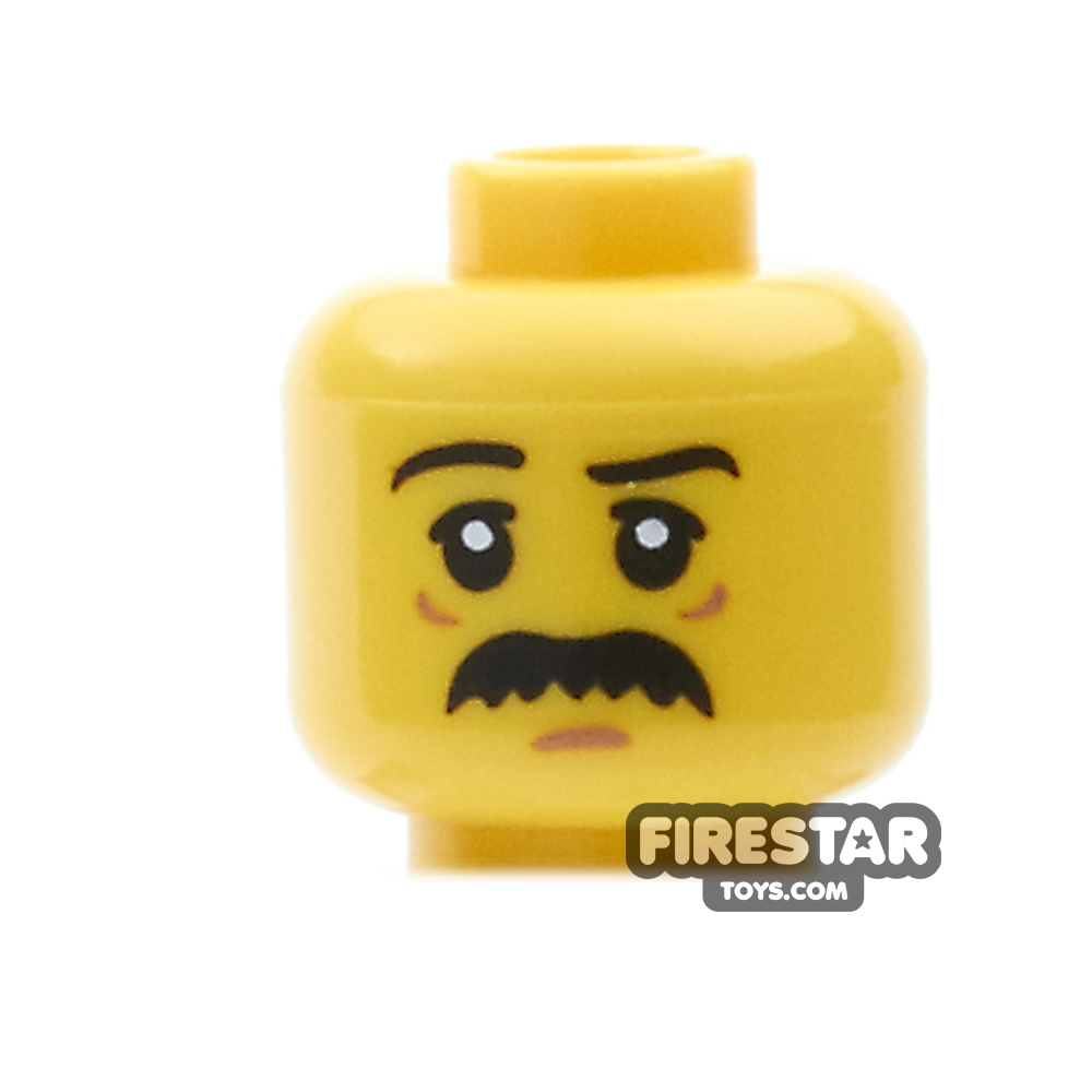 LEGO Mini Figure Heads - Black MoustacheYELLOW