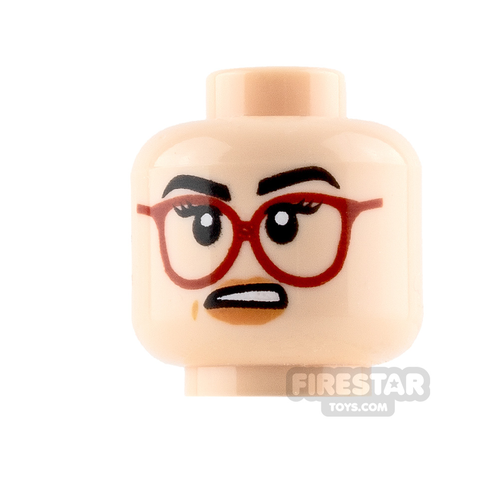 LEGO Elves Mini Figure Heads - Red Glasses - Neutral and SurprisedLIGHT FLESH