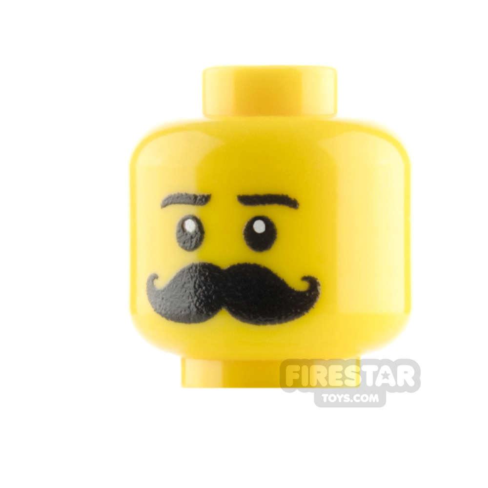Custom Mini Figure Heads - Handle Bar Moustache - Yellow