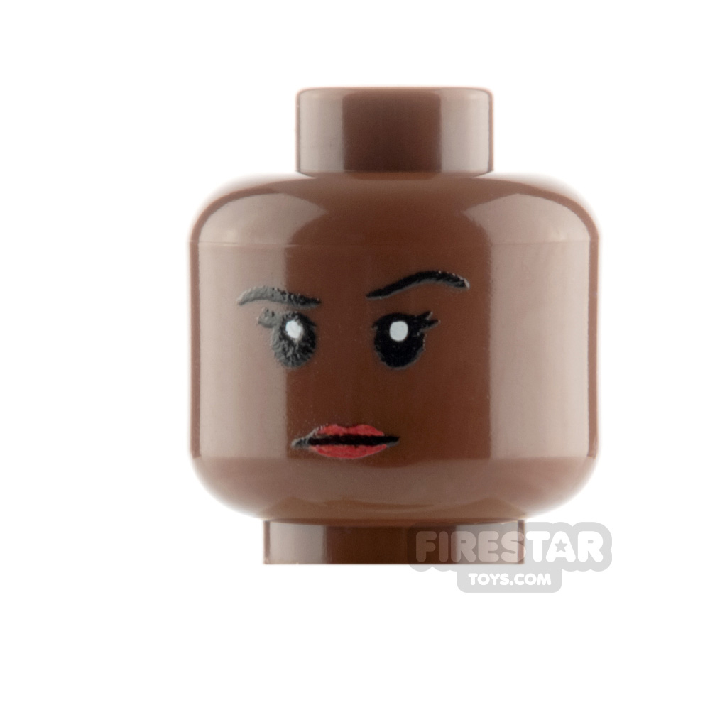 Custom Mini Figure Heads - Stern Female - Reddish Brown