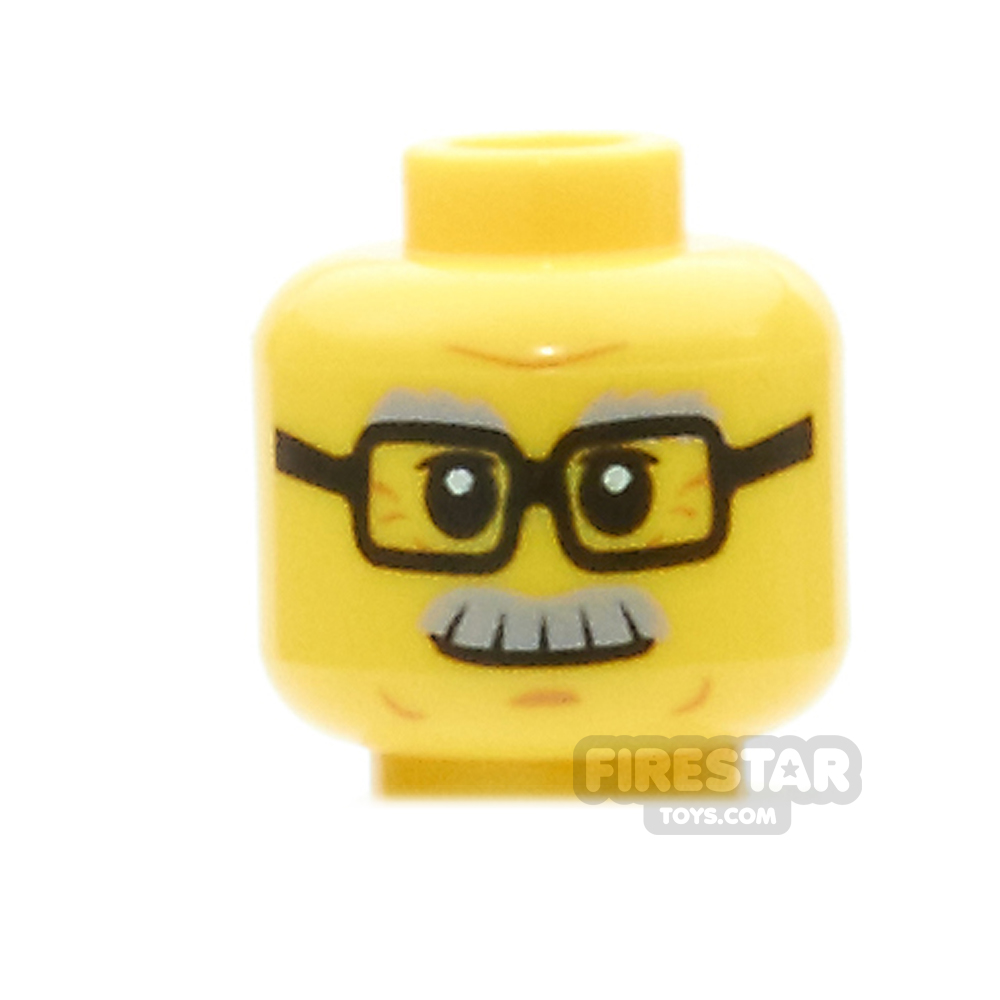 LEGO Minifigure Head Grandfather MoustacheYELLOW
