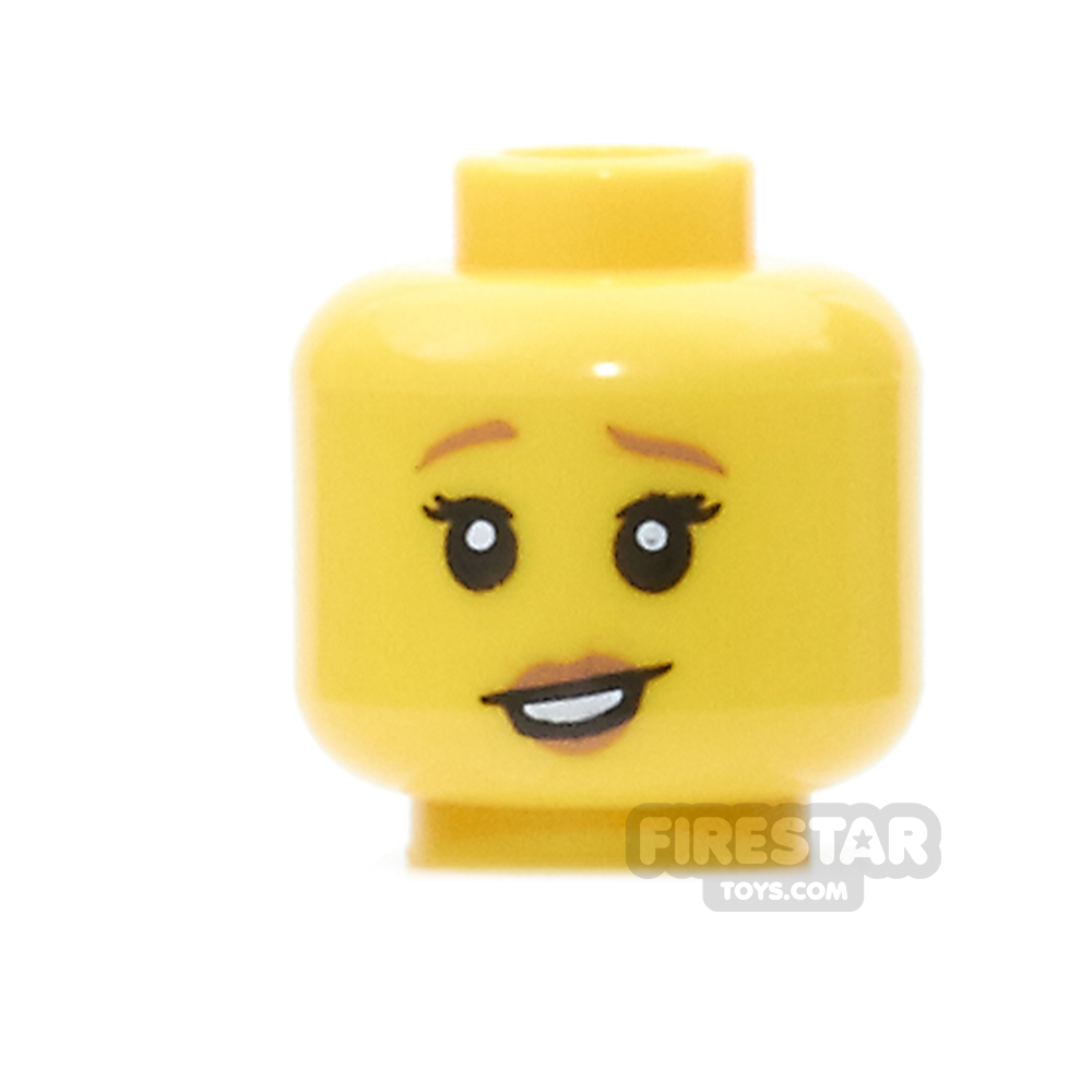 LEGO Mini Figure Heads - Raised Eyebrow and Dark Orange Lips