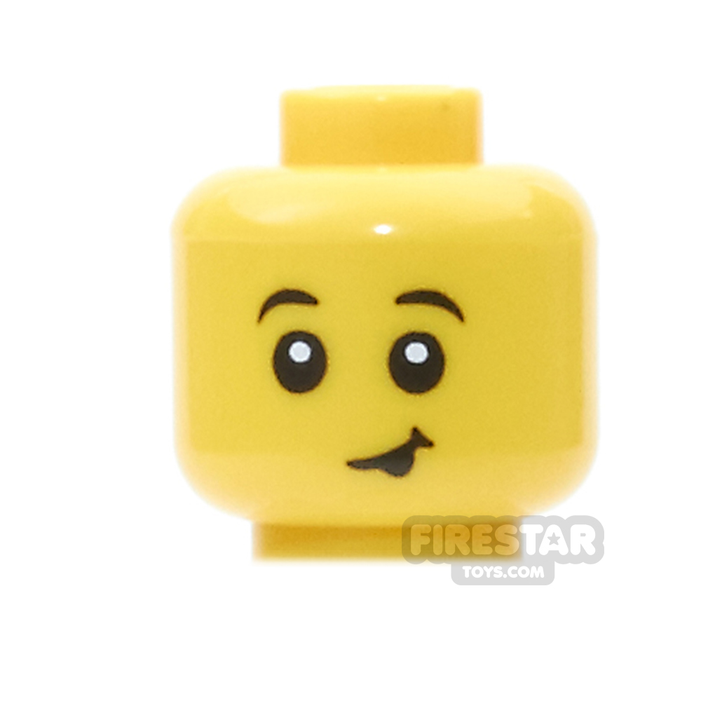 LEGO Mini Figure Heads - Lopsided Smile With Tongue Sticking OutYELLOW