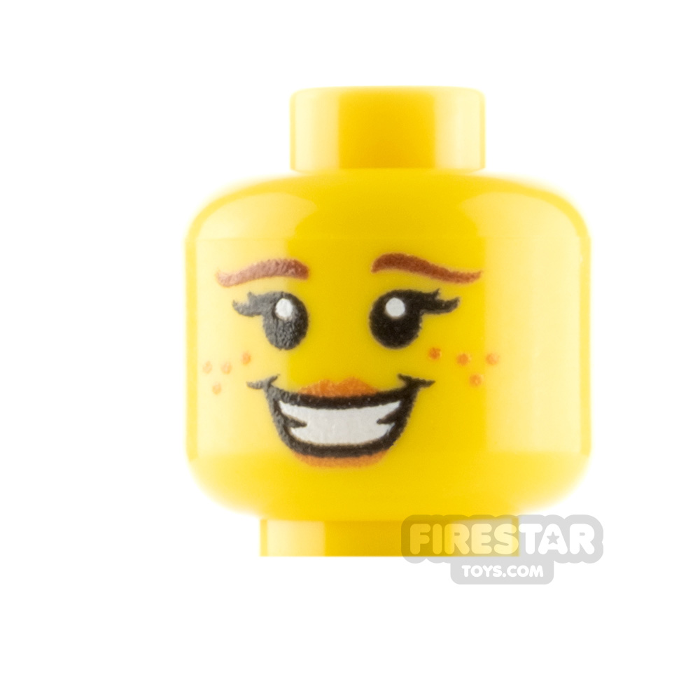 Custom Minifigure Heads - Big Smile Girl - Yellow