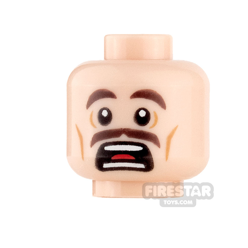 LEGO Mini Figure Heads - Scared with MoustacheLIGHT FLESH