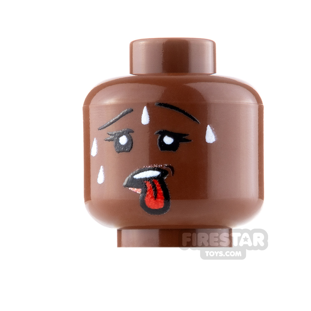 Custom Minifigure Heads - Sweating - Female - Reddish BrownREDDISH BROWN