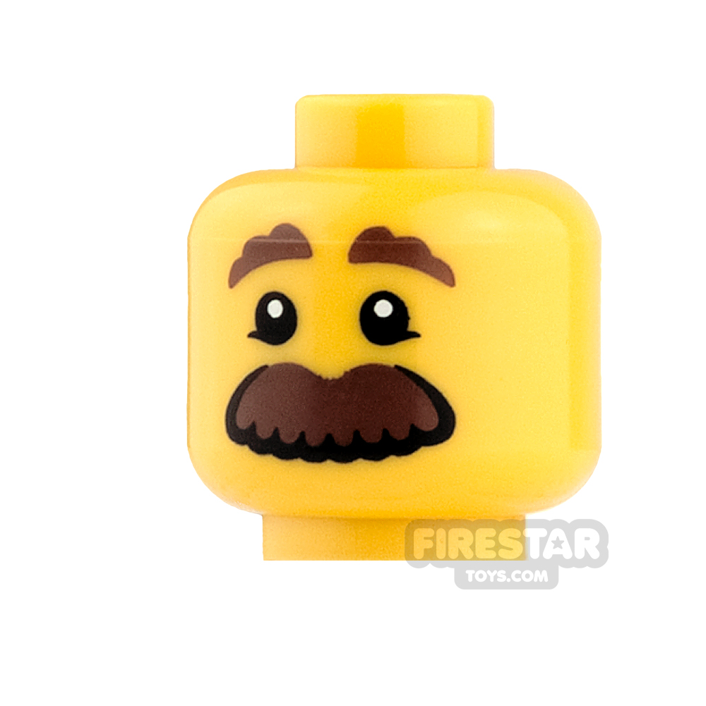 LEGO Mini Figure Heads - Brown Eyebrows and Large Mustache
