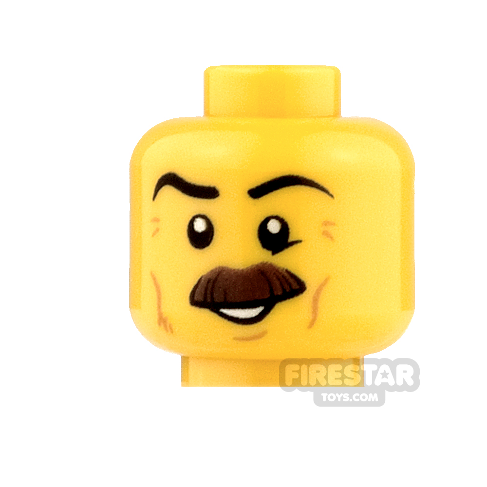 LEGO Mini Figure Heads - Bushy Moustache and Cheek Lines