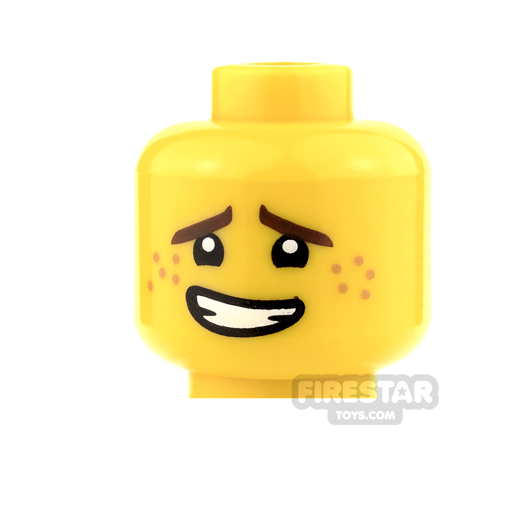 LEGO Mini Figure Heads - Crooked Smile and FrecklesYELLOW