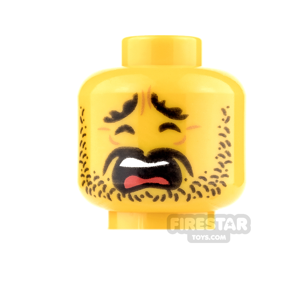 LEGO Mini Figure Heads - Scared with Stubble and Moustache