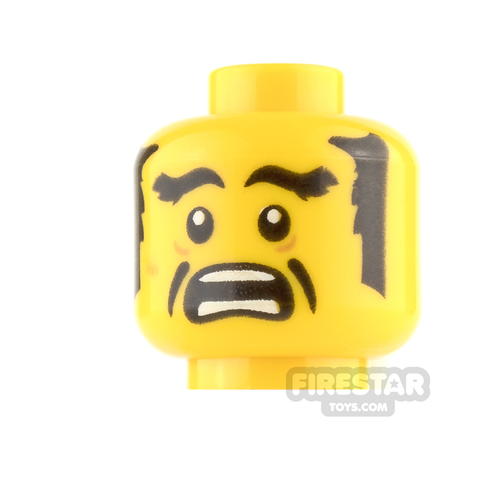 LEGO Mini Figure Heads - Open Mouth Scared with Sideburns
