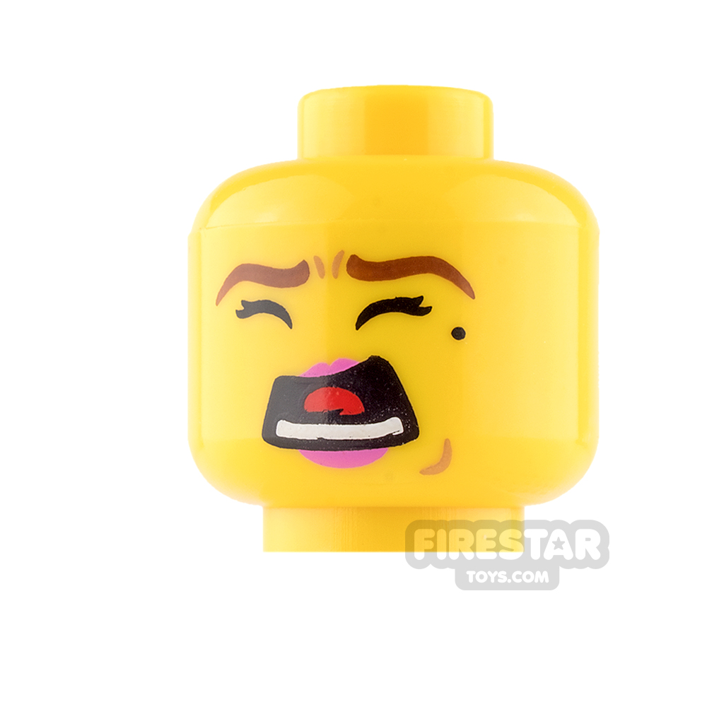 LEGO Mini Figure Heads - Pink Lips and Beauty Spot / Scared