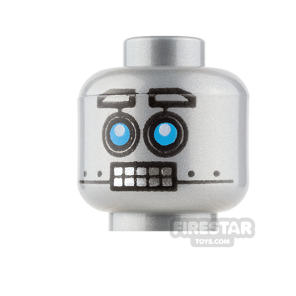 LEGO Mini Figure Heads - Robot with Blue Eyes and Clenched Teeth