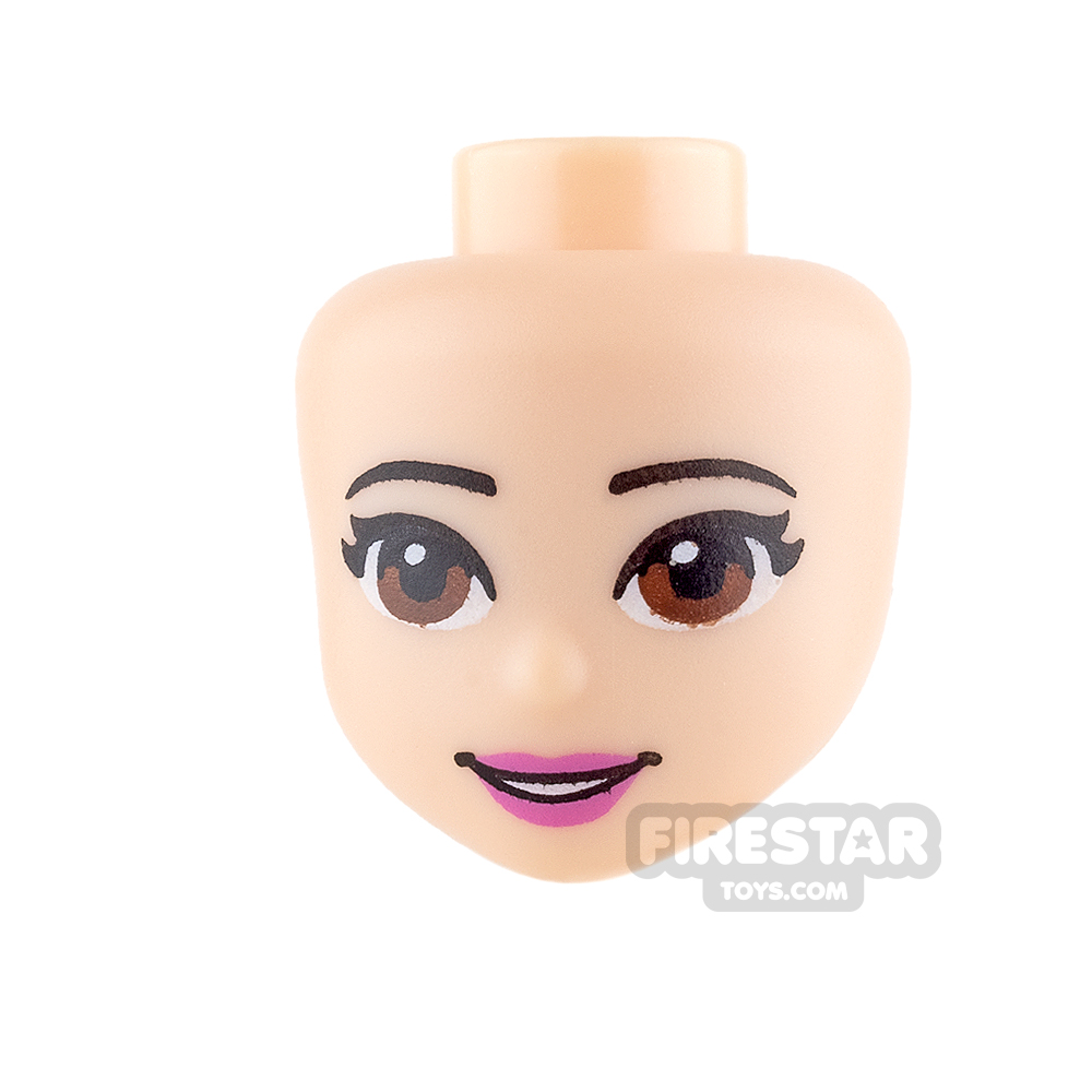 LEGO Friends Mini Figure Heads - Brown Eyes and Pink LipsLIGHT FLESH