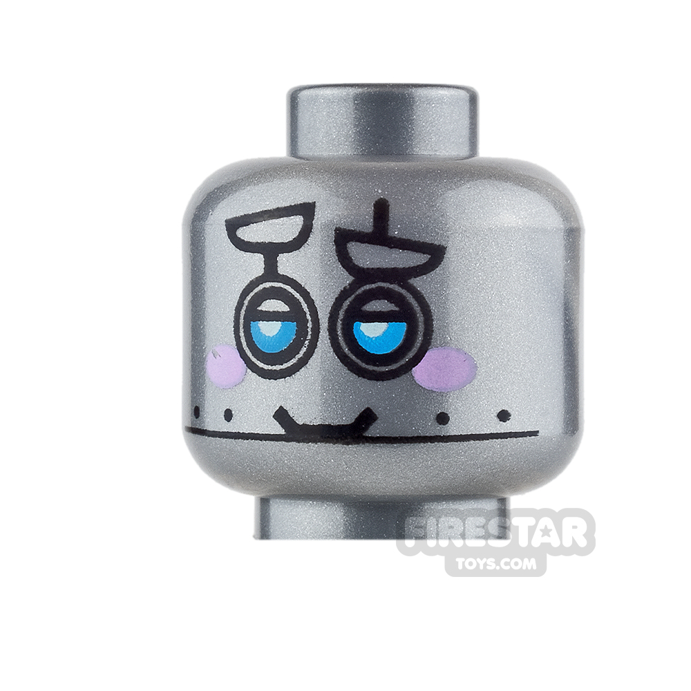 additional image for LEGO Mini Figure Heads - Robot with Pink Cheeks - Smile / Scared