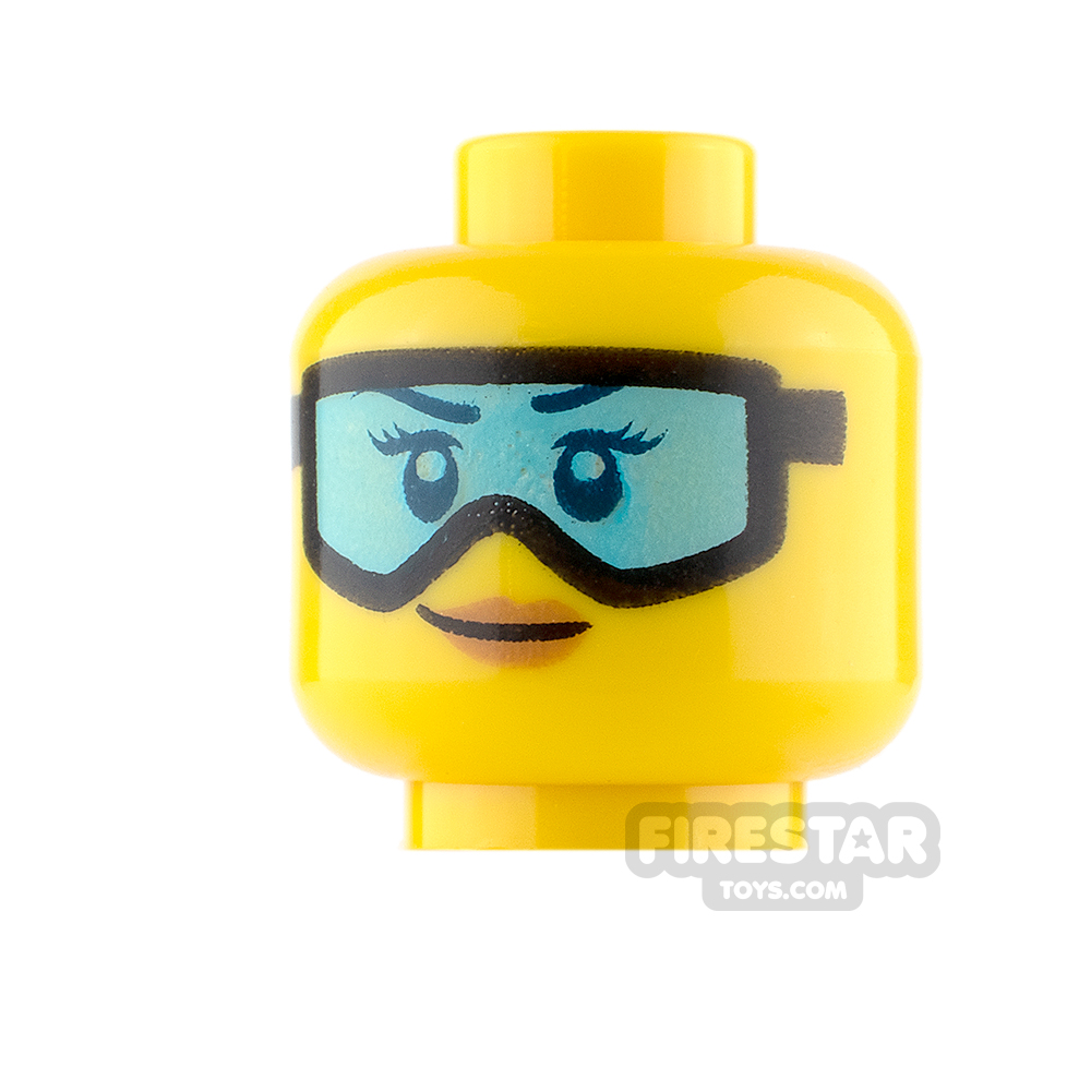 LEGO Mini Figure Heads - Blue Ski Goggles and Small SmileYELLOW
