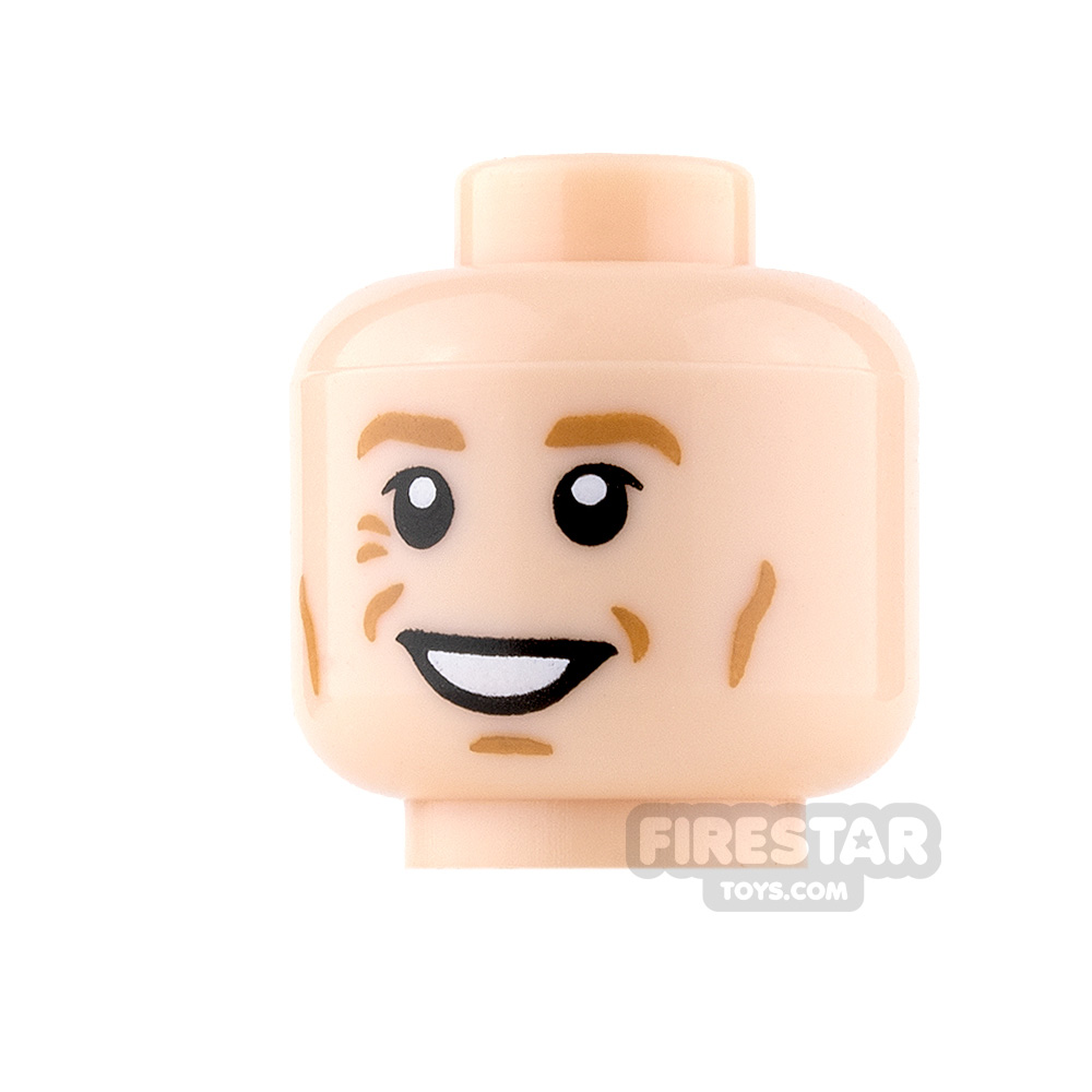 LEGO Mini Figure Heads - Grin with Cheek LinesLIGHT FLESH