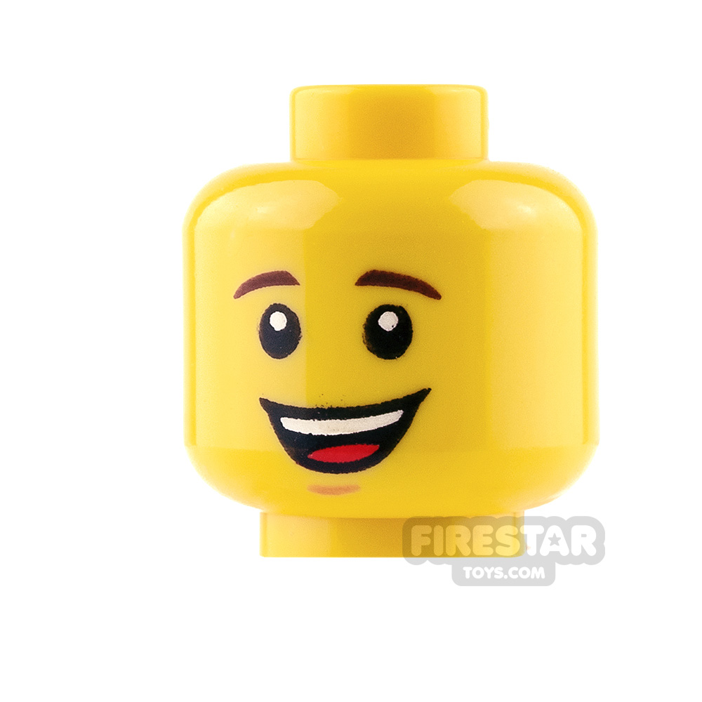 ☀️NEW Lego Minifigure Head Sideburns and Open Mouth Smile with Teeth and Tongue 