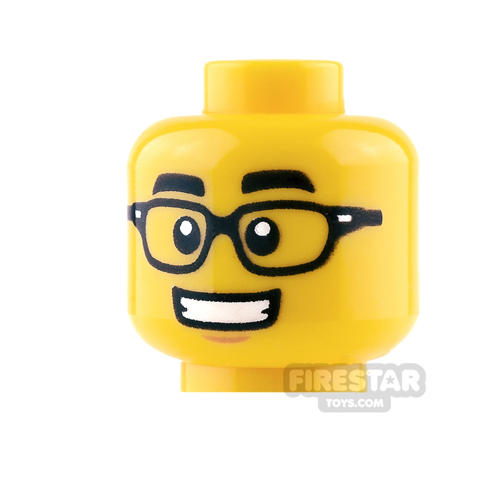 ☀️NEW Lego Minifigure Head Glasses Silver Sunglasses Ribbon Aggravated Grin 