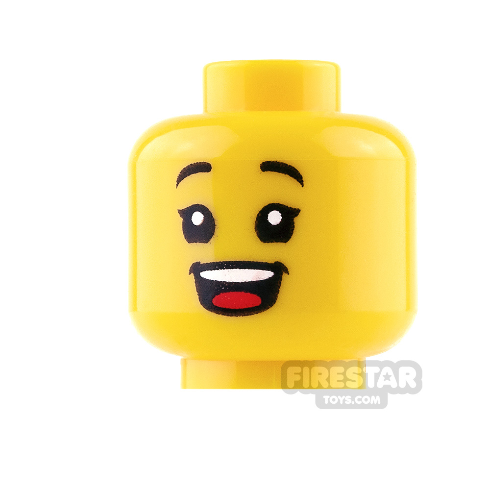 LEGO Minifigure Head YELLOW Male Boy Dual Small Open Smile Small Closed Smile 