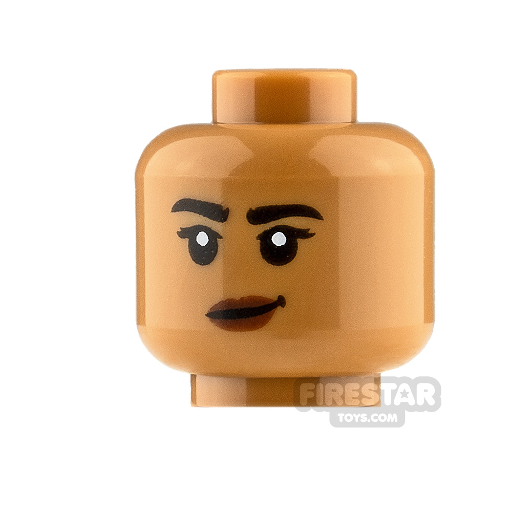 LEGO Minifigure Heads Lopsided Grin and SternMEDIUM DARK FLESH