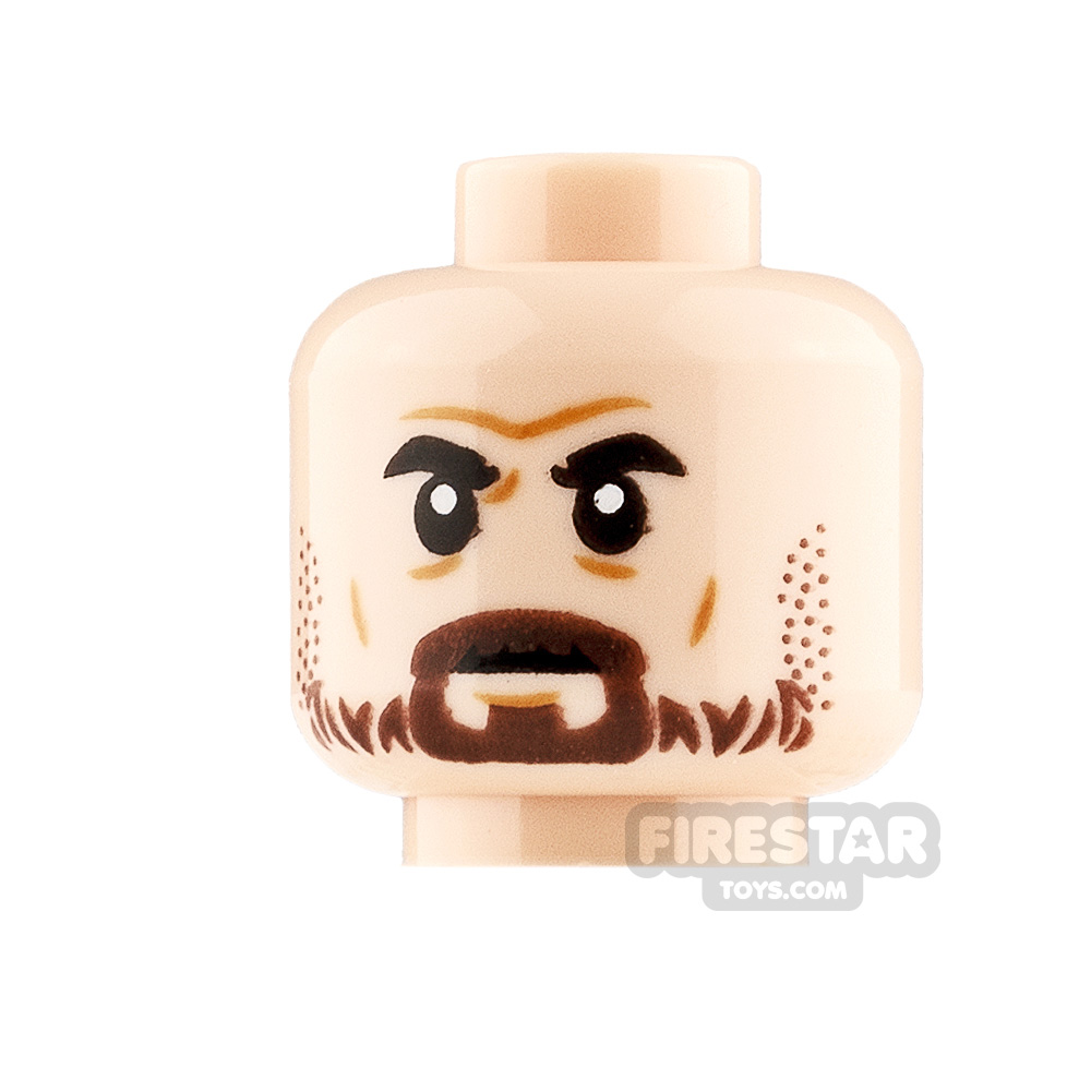 Details about   NEW Lego Light FLESH MINIFIG HEAD Male w/Dark Black Mustache Man Beard Hair Grin 