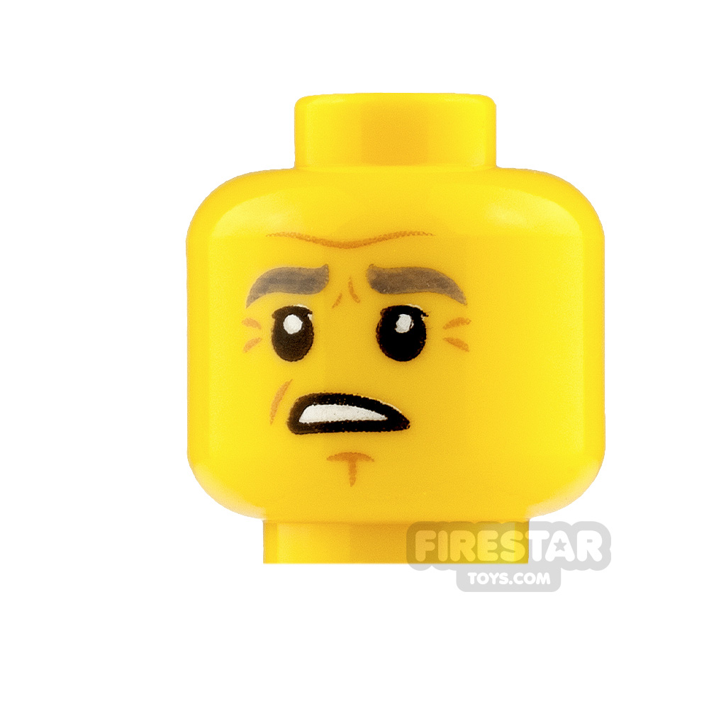 additional image for LEGO Mini Figure Heads Gray Eyebrows Smile and Worried
