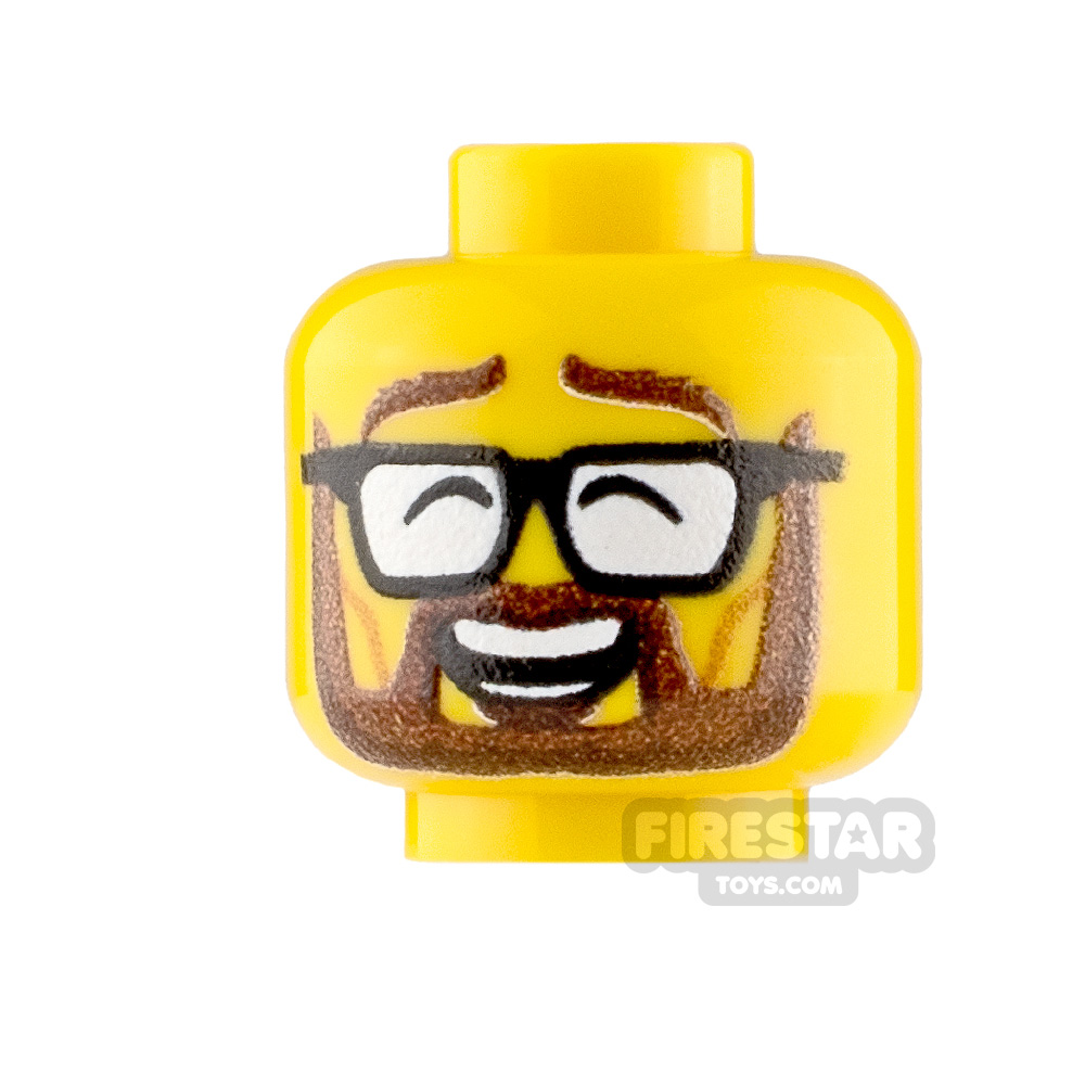 Custom Minifigure Heads Bearded Laugh Male
