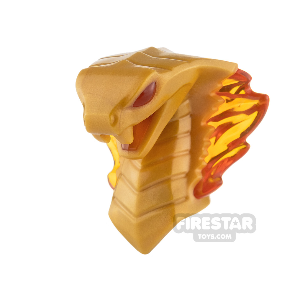 LEGO Minifigure Head Cobra with FlamesPEARL GOLD