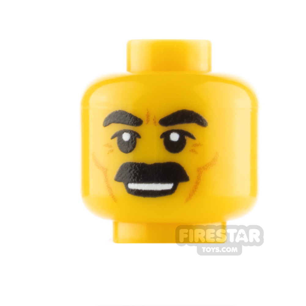 Custom Minifigure Heads Thick Moustache and Grin