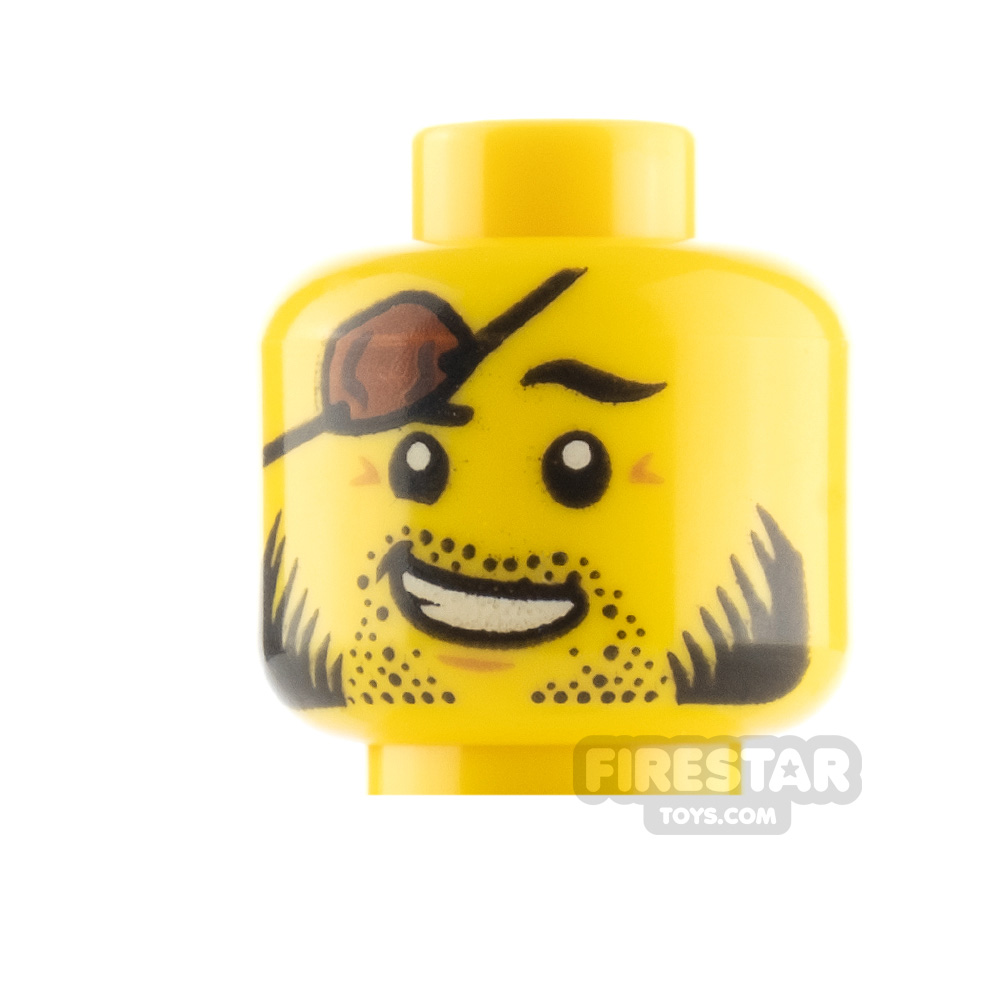 LEGO Minifigure Heads Eyepatch Neutral and SmilingYELLOW
