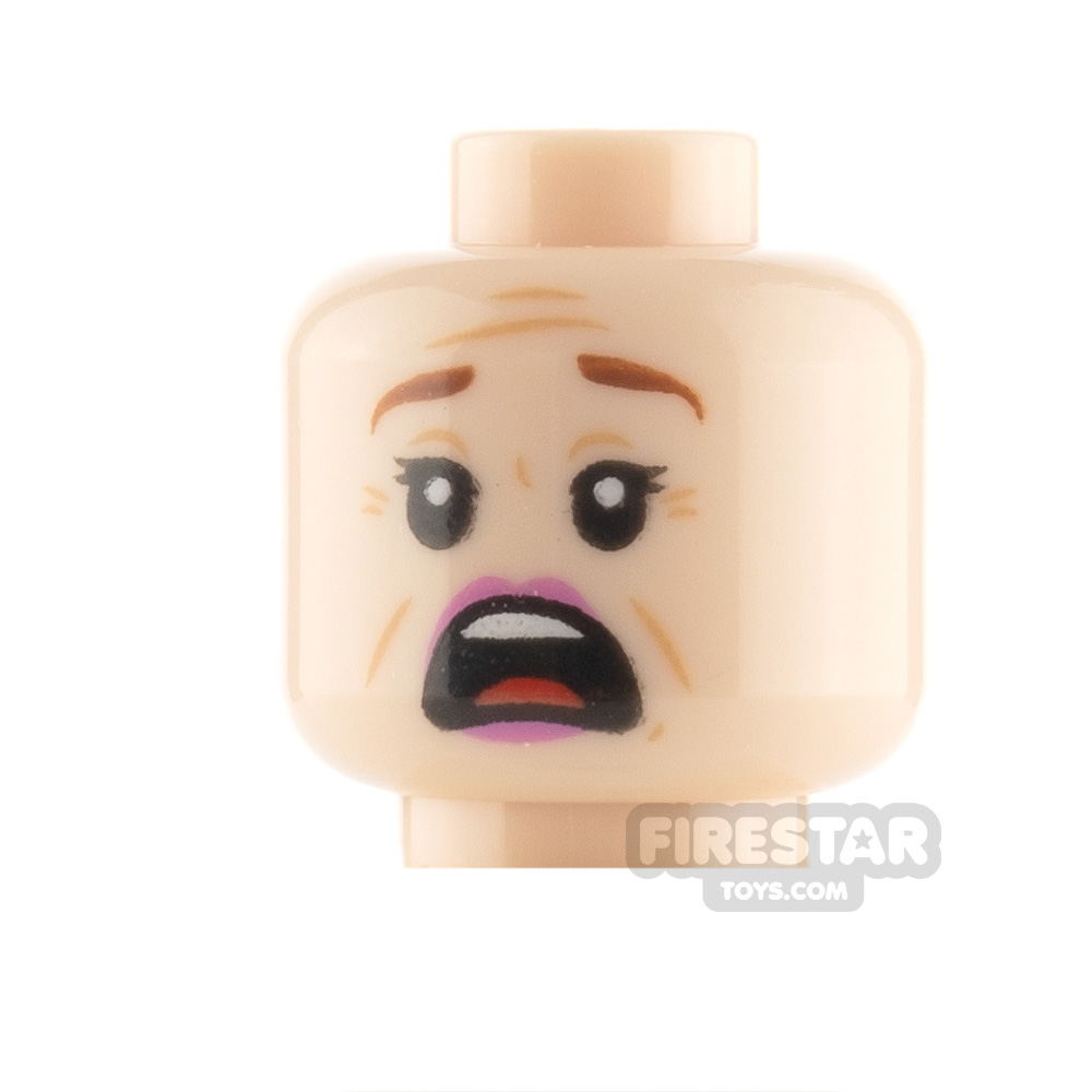 Lego New Flesh Minifigure Head Dual Sided Black Thick Eyebrows Mouth Smile Male 