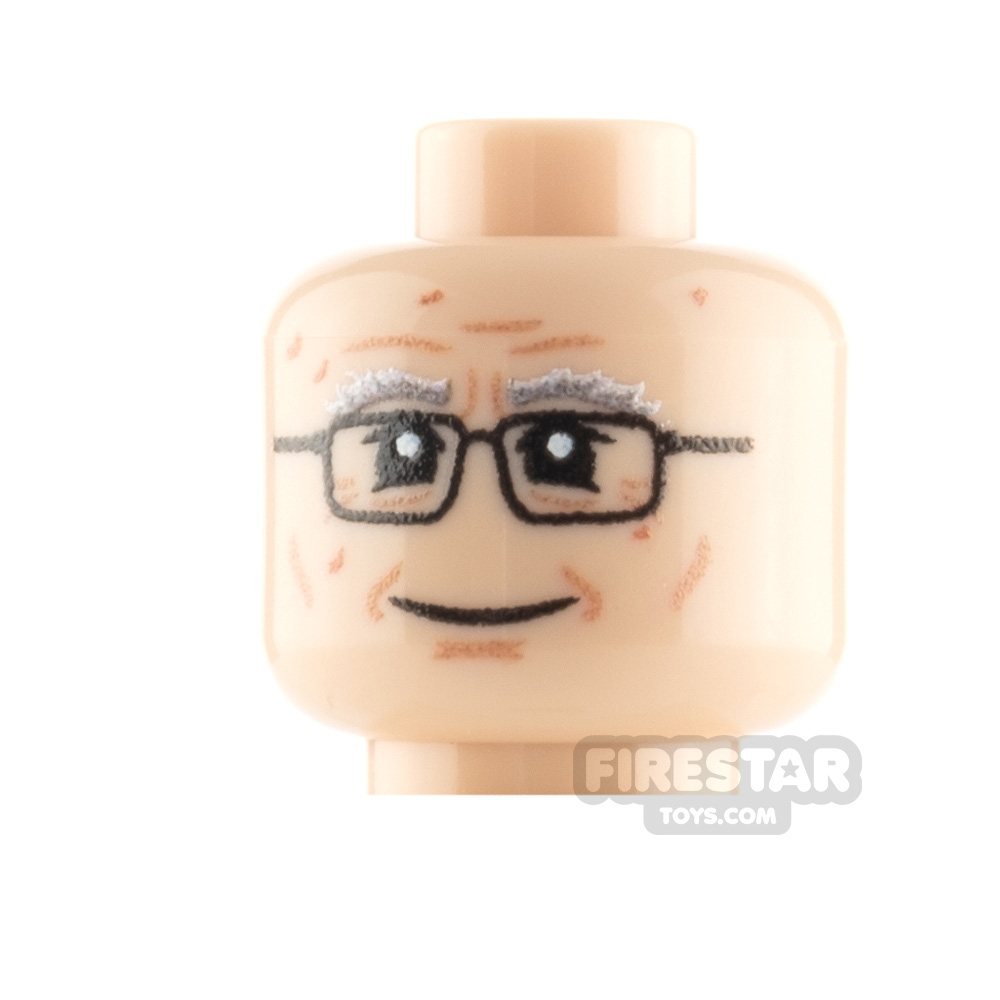 Custom Minifigure Heads Elderly Man with Glasses