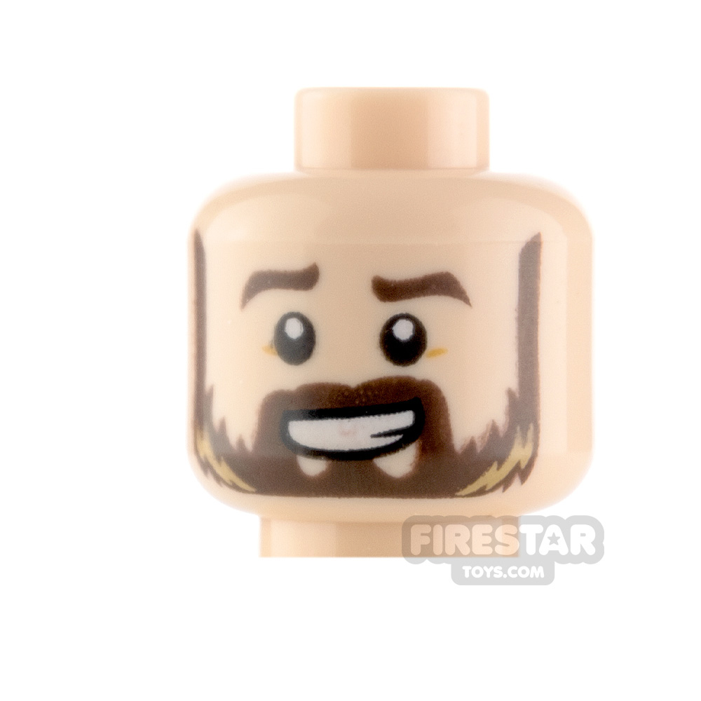 Lego New Light Flesh Minifigure Head Dark Brown Eyebrows Sideburns Mustache 