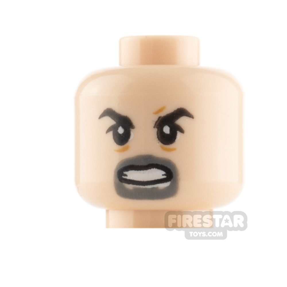 LEGO Minifigure Heads Gray Goatee Smile and Angry