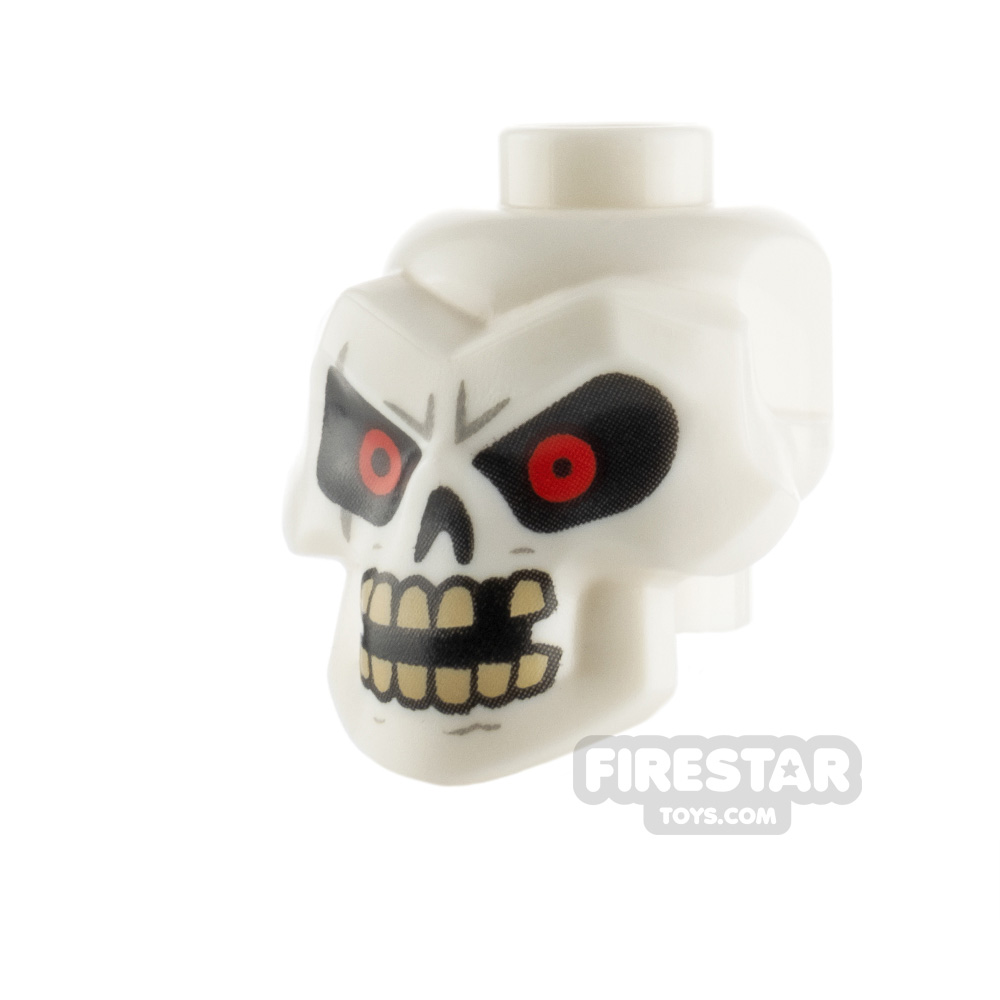 LEGO Minifigure Head Modified Skull with Red EyesWHITE