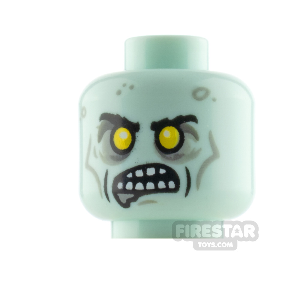 LEGO Minifigure Heads Zombie with Yellow EyesLIGHT AQUA