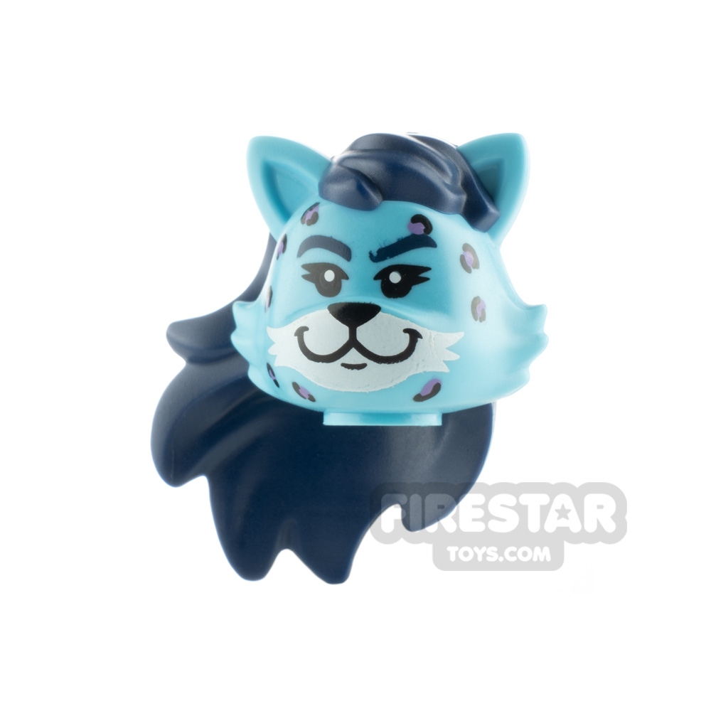 LEGO Minifigure Head Cat with Dark Blue HairMEDIUM AZURE