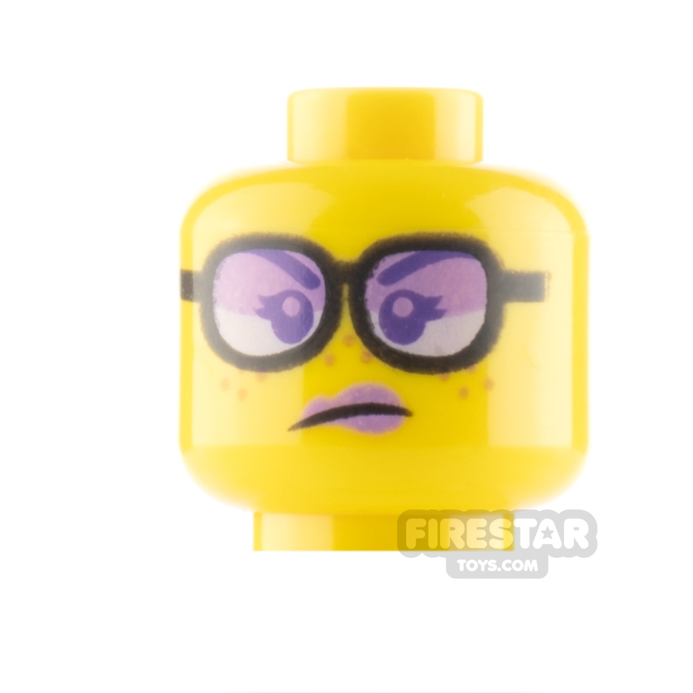 LEGO Minifigure Head Freckles Smile and Angry with SunglassesYELLOW