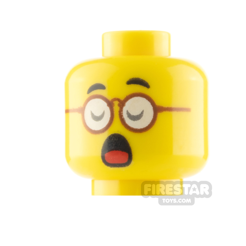 additional image for LEGO Minifigure Head Red Glasses Small Smile and Open Mouth