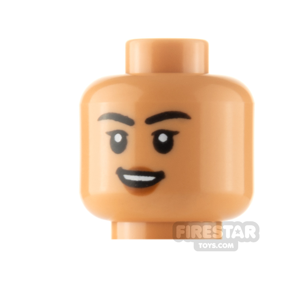 Lego Open Mouth Smile & Raised Black Eyebrows Minifigure Head 